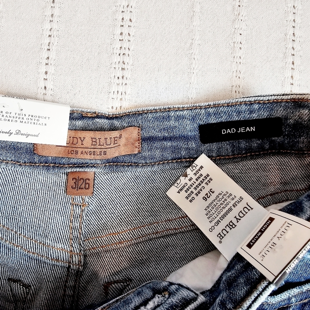 Judy Blue Criss Cross Rigid Magic Straight Dad Jeans Stretch HR Medium 3/26 NEW - Picture 11 of 11